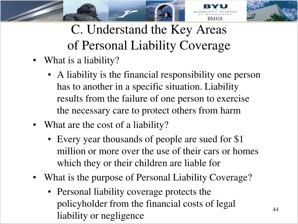 c understand the key areas of personal liability