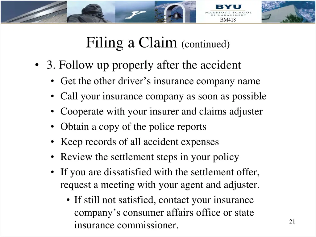 filing a claim continued