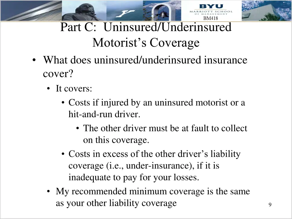 part c uninsured underinsured motorist s coverage