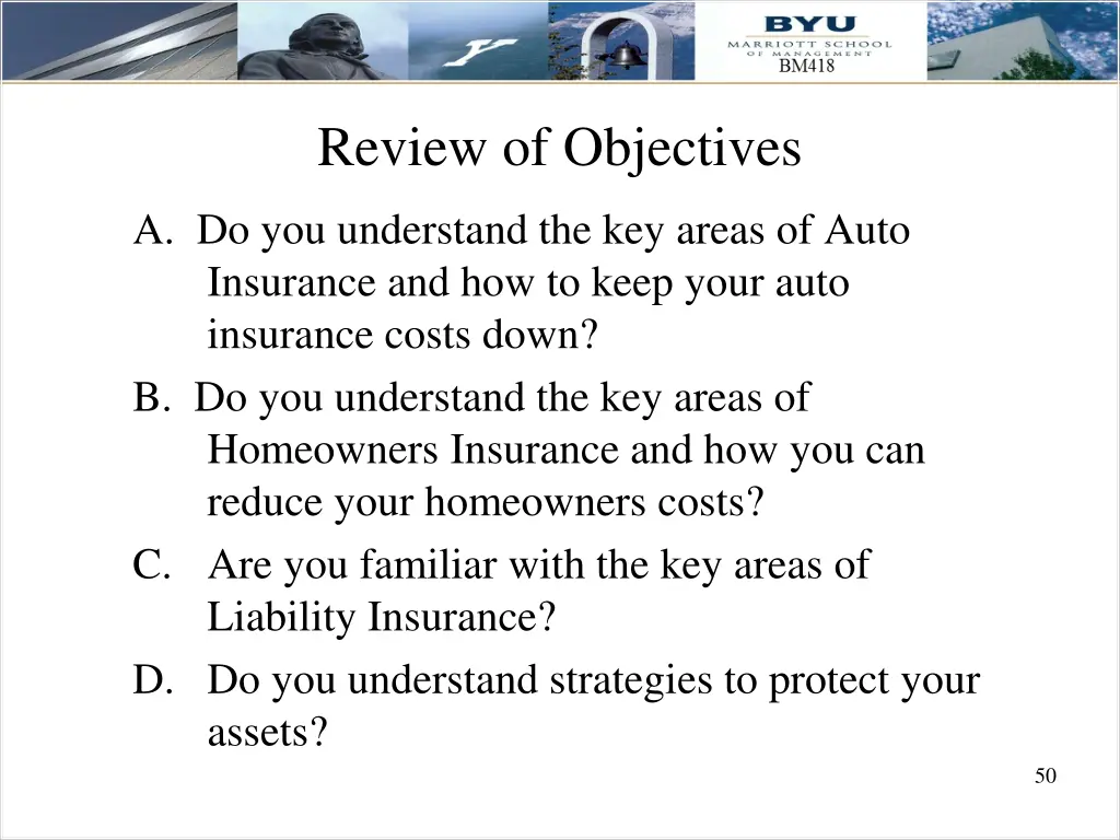 review of objectives