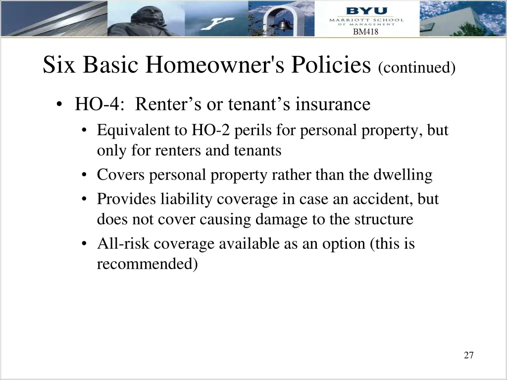 six basic homeowner s policies continued 1
