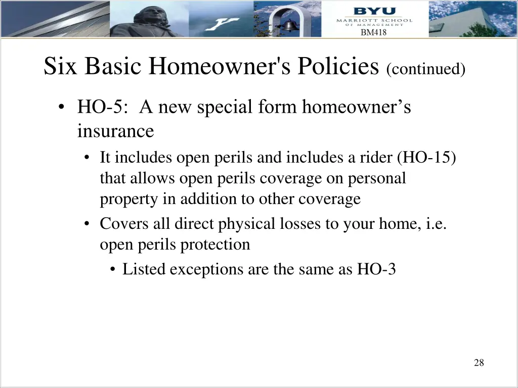 six basic homeowner s policies continued 2