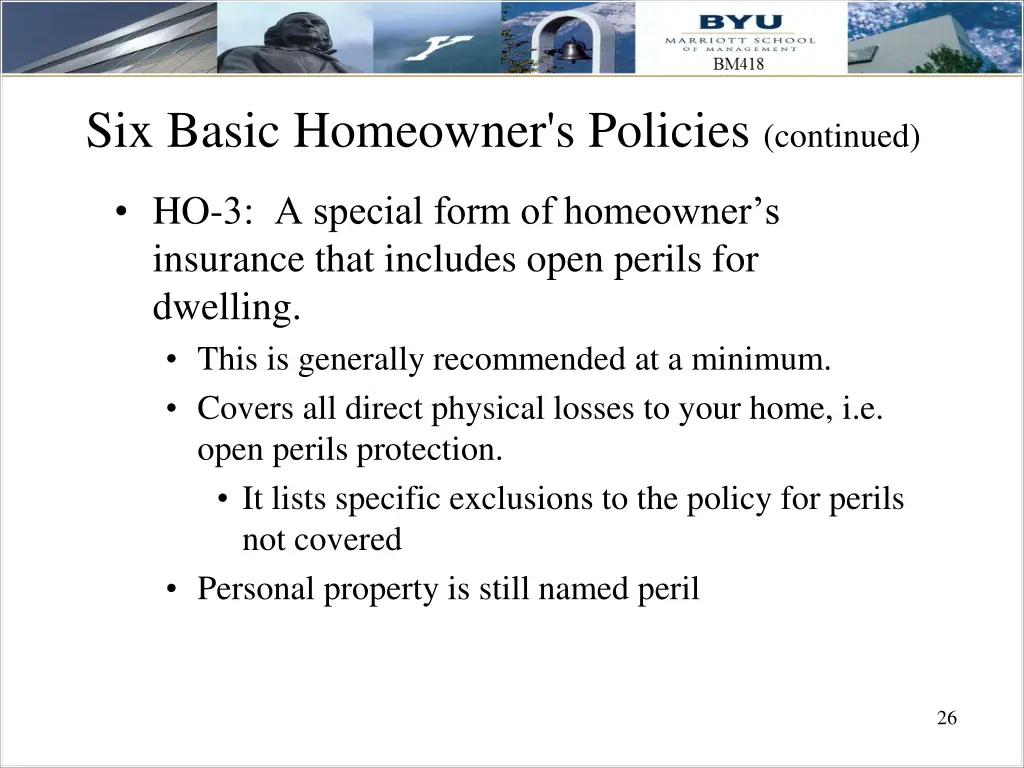 six basic homeowner s policies continued