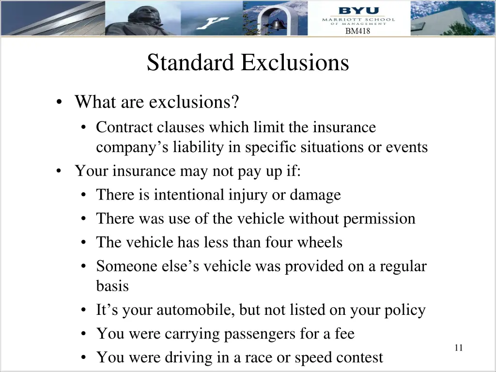 standard exclusions
