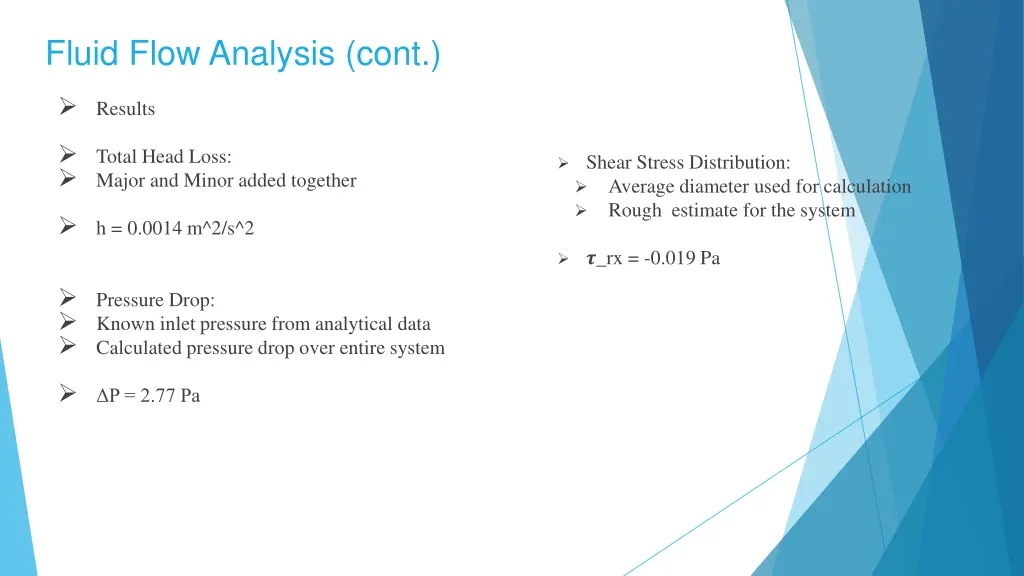 fluid flow analysis cont