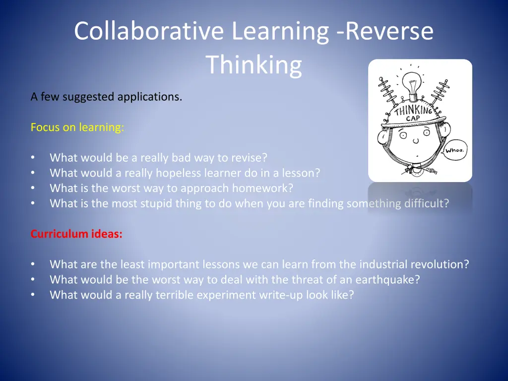 collaborative learning reverse thinking
