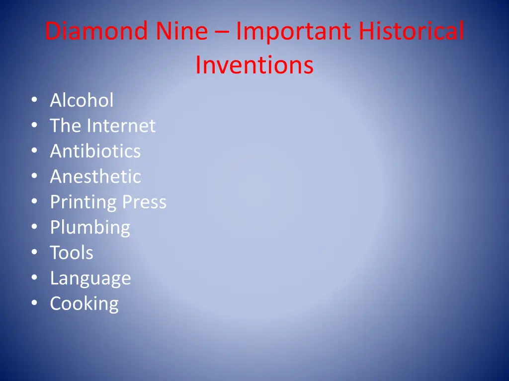 diamond nine important historical inventions