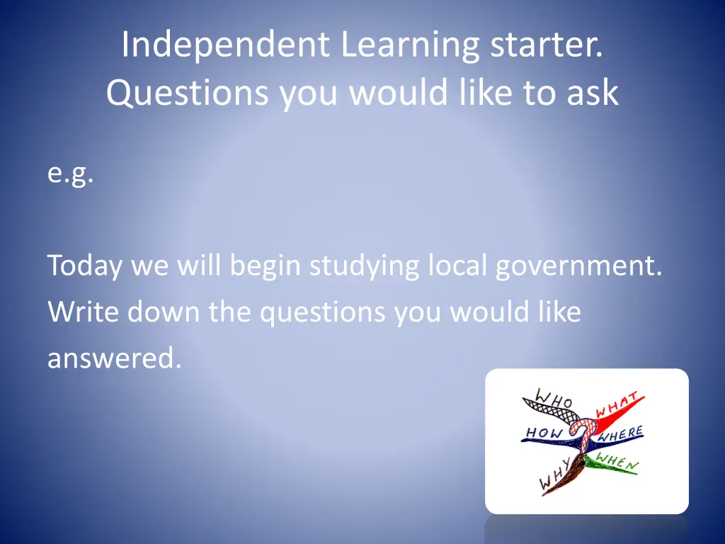 independent learning starter questions you would