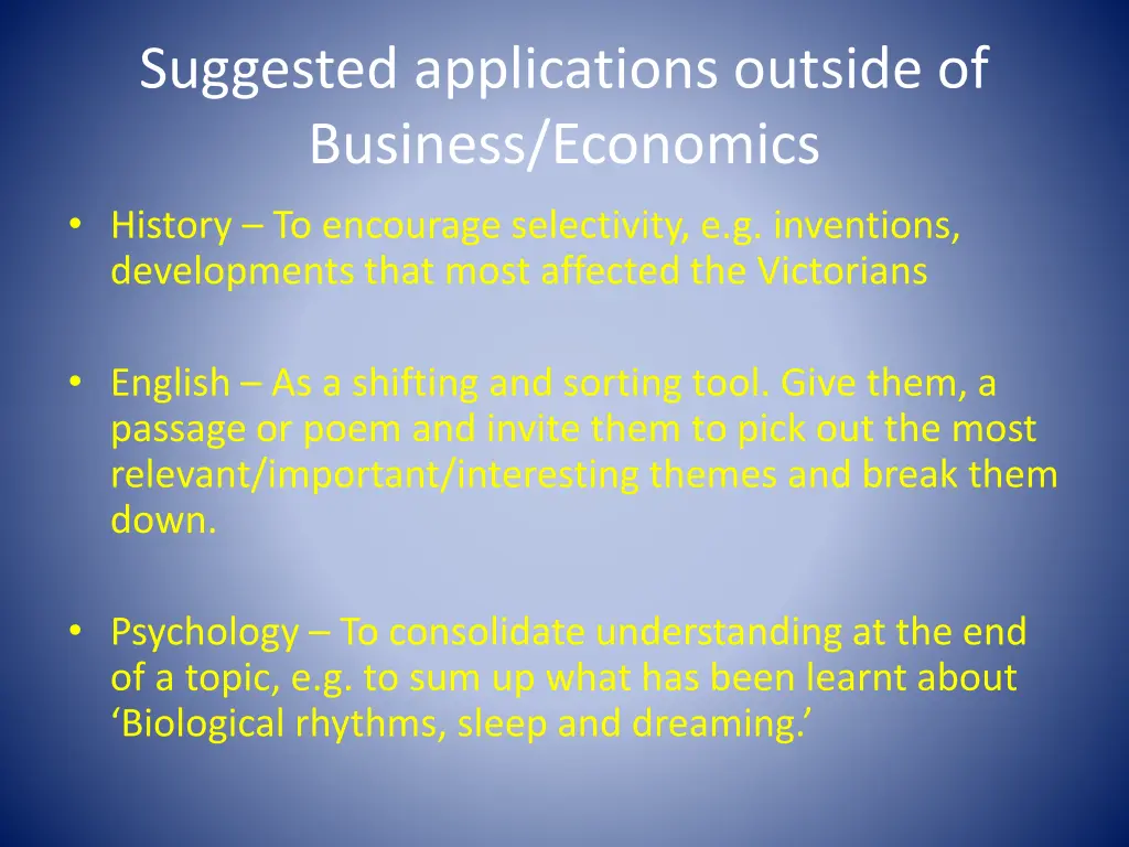 suggested applications outside of business