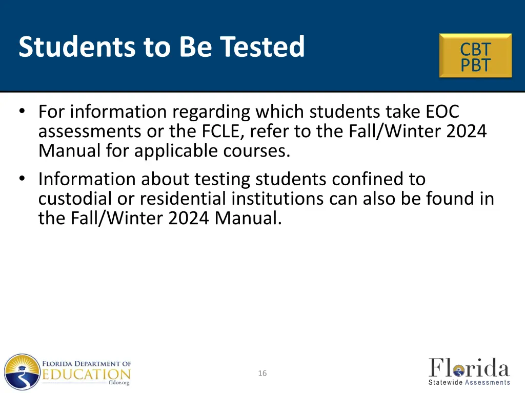 students to be tested