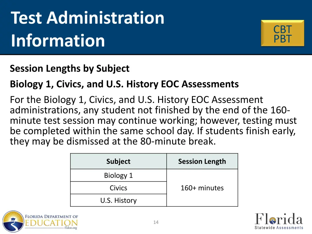 test administration information 2