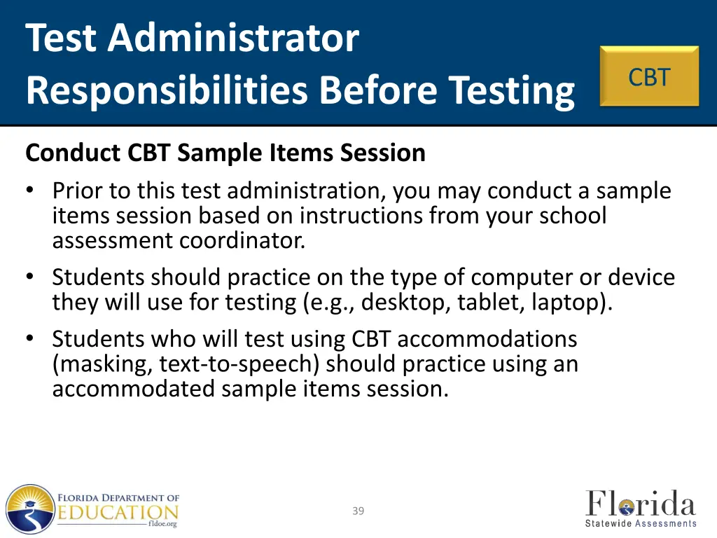 test administrator responsibilities before testing 1