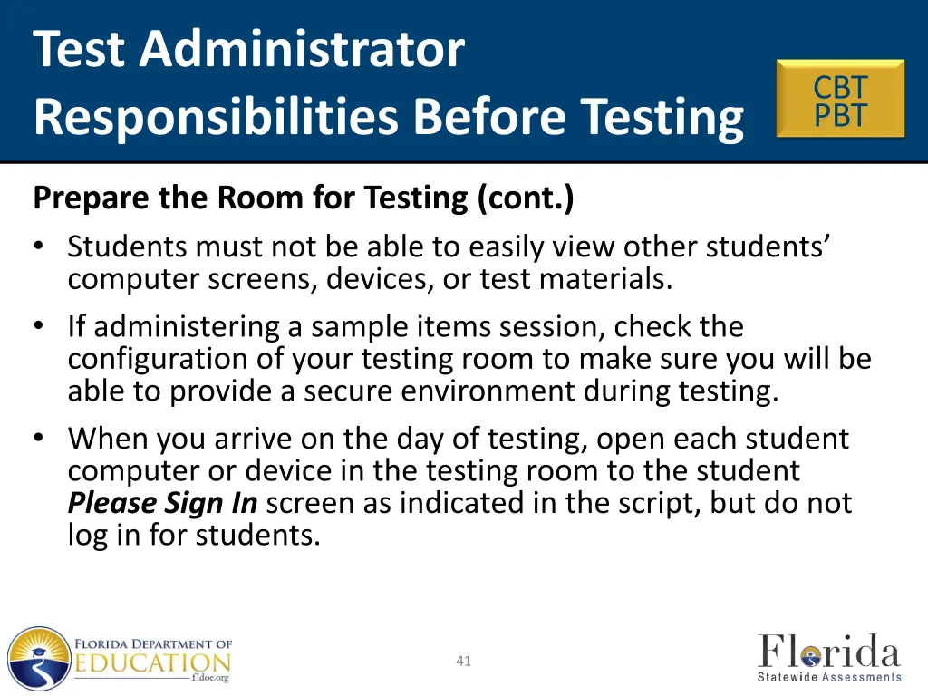 test administrator responsibilities before testing 3