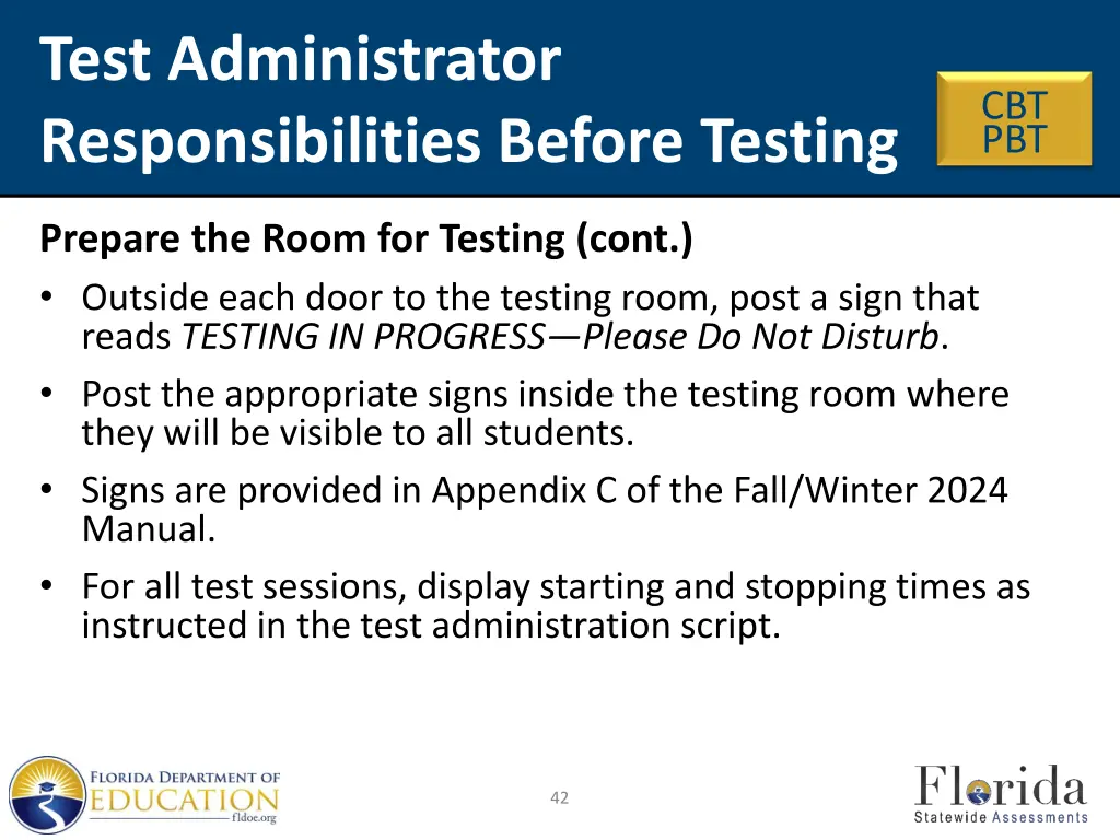 test administrator responsibilities before testing 4