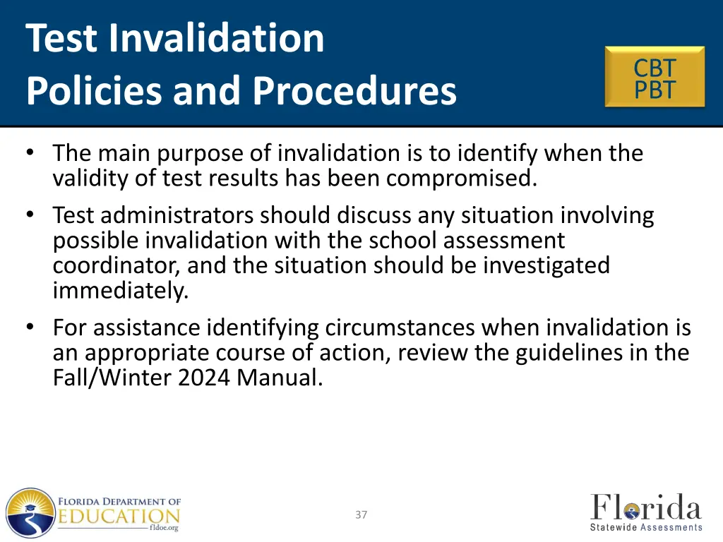 test invalidation policies and procedures