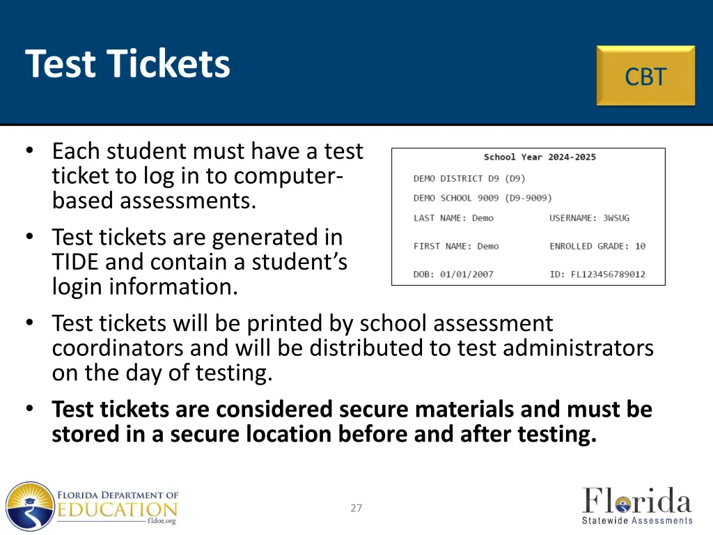 test tickets