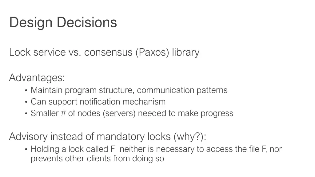 design decisions