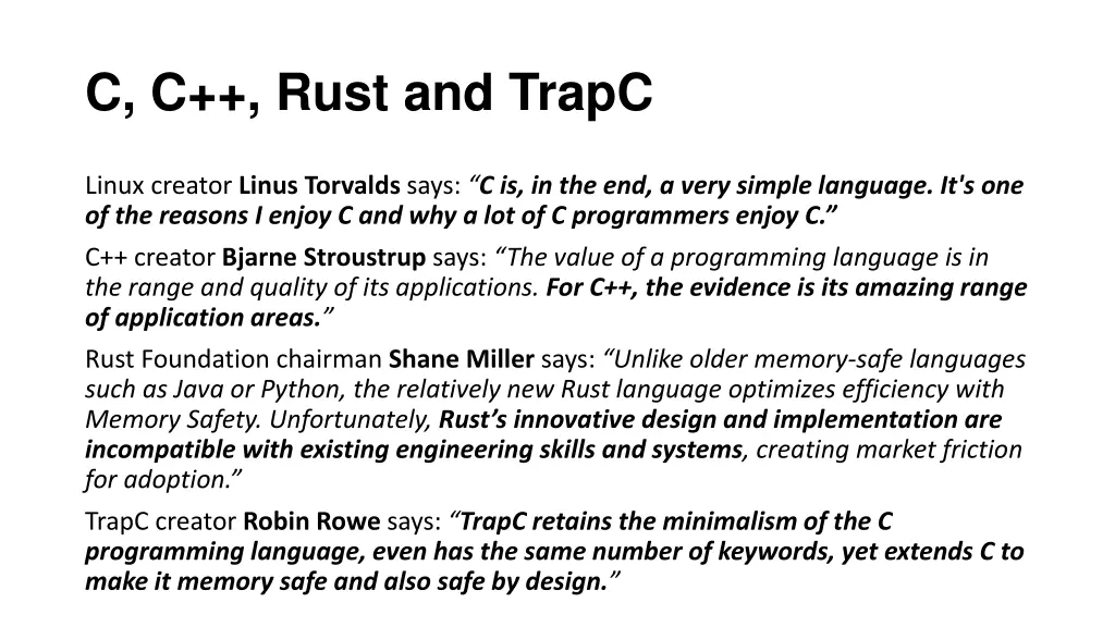 c c rust and trapc