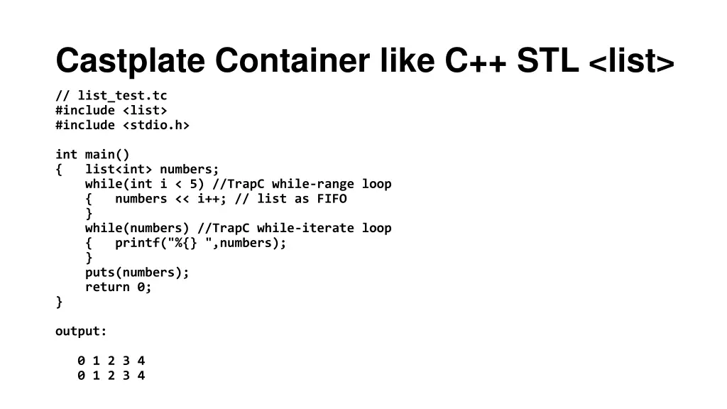 castplate container like c stl list