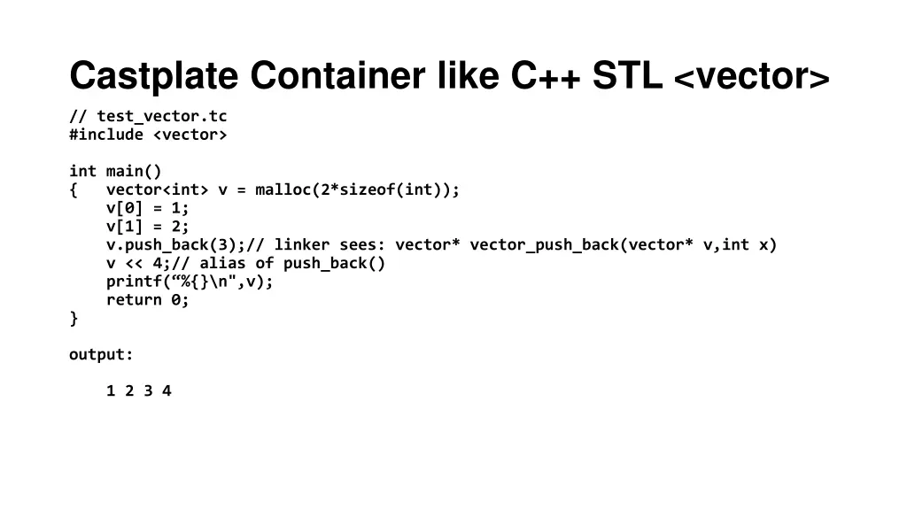 castplate container like c stl vector