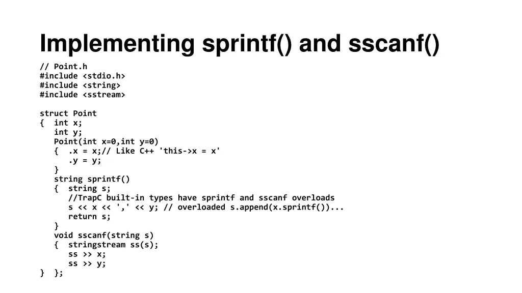 implementing sprintf and sscanf