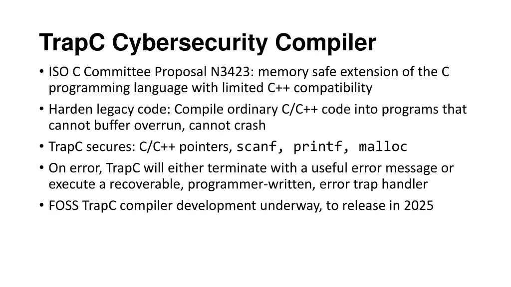 trapc cybersecurity compiler iso c committee