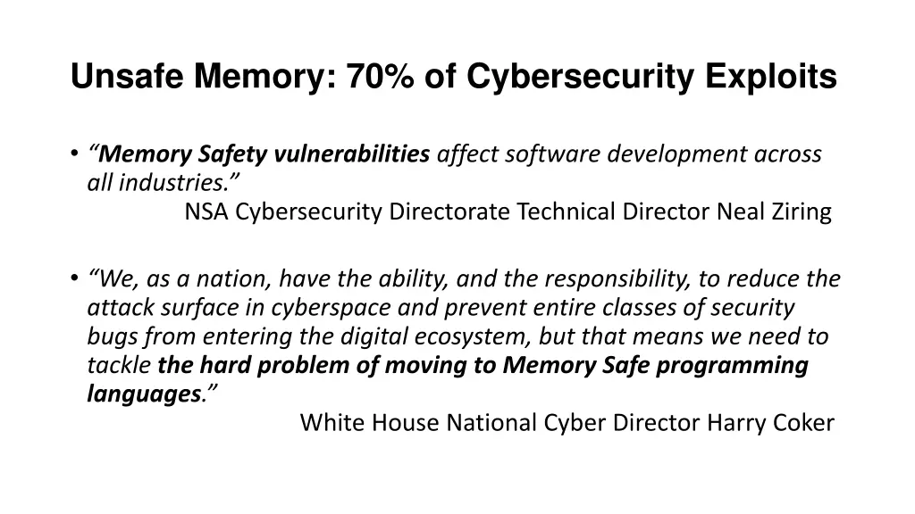 unsafe memory 70 of cybersecurity exploits