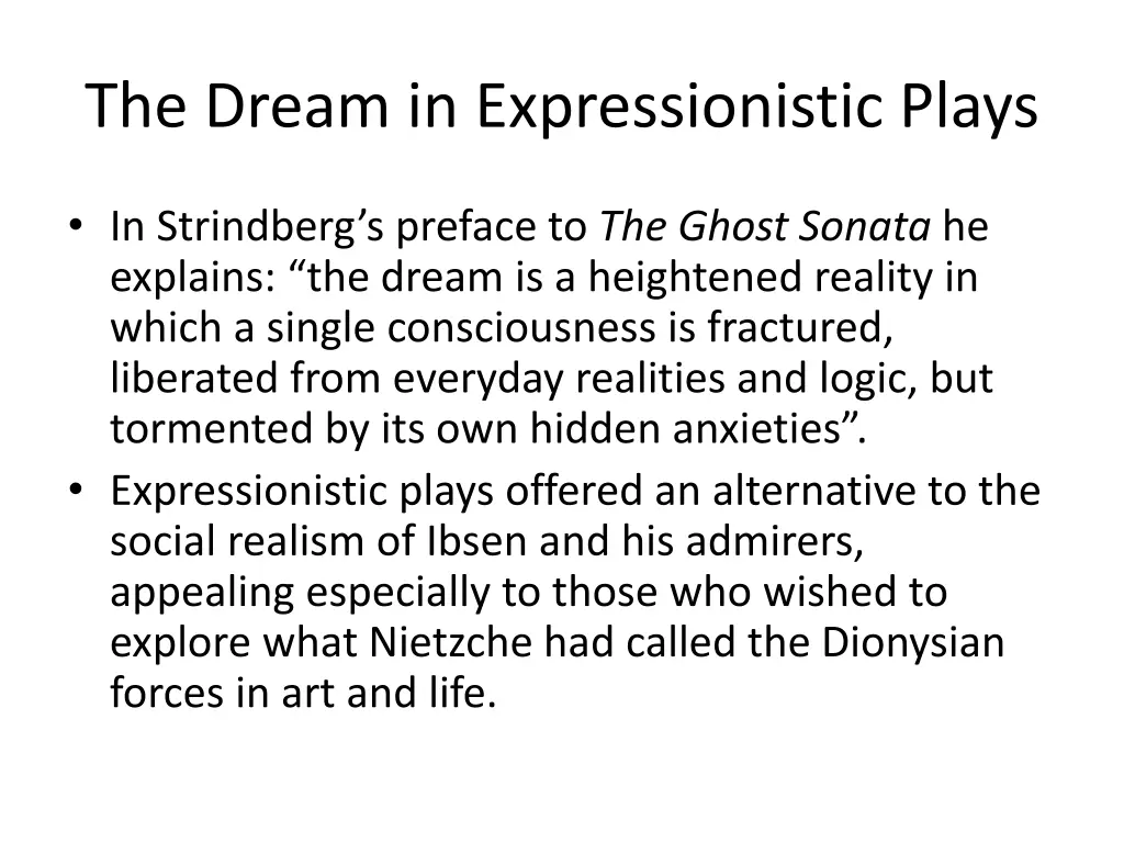the dream in expressionistic plays