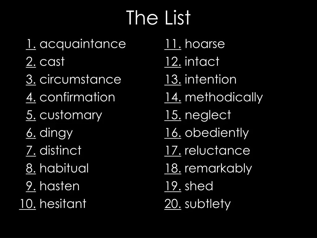 the list 1