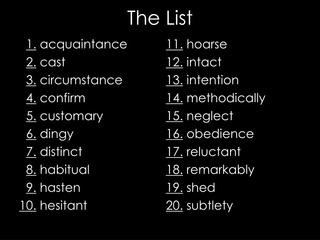 the list