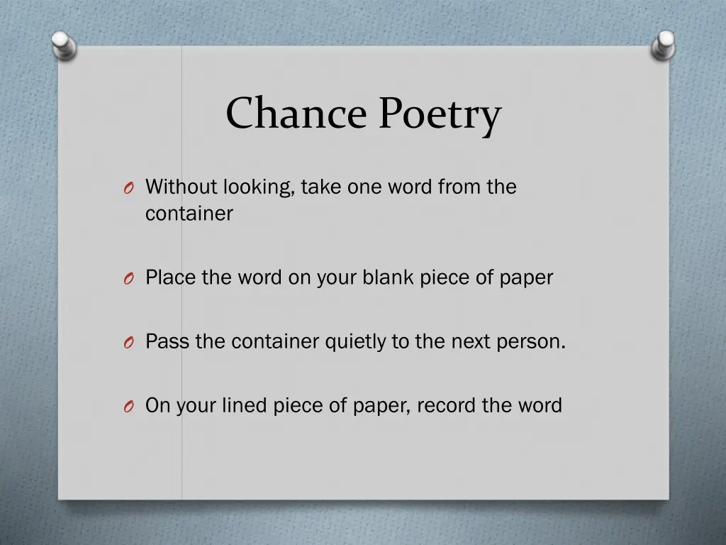 chance poetry