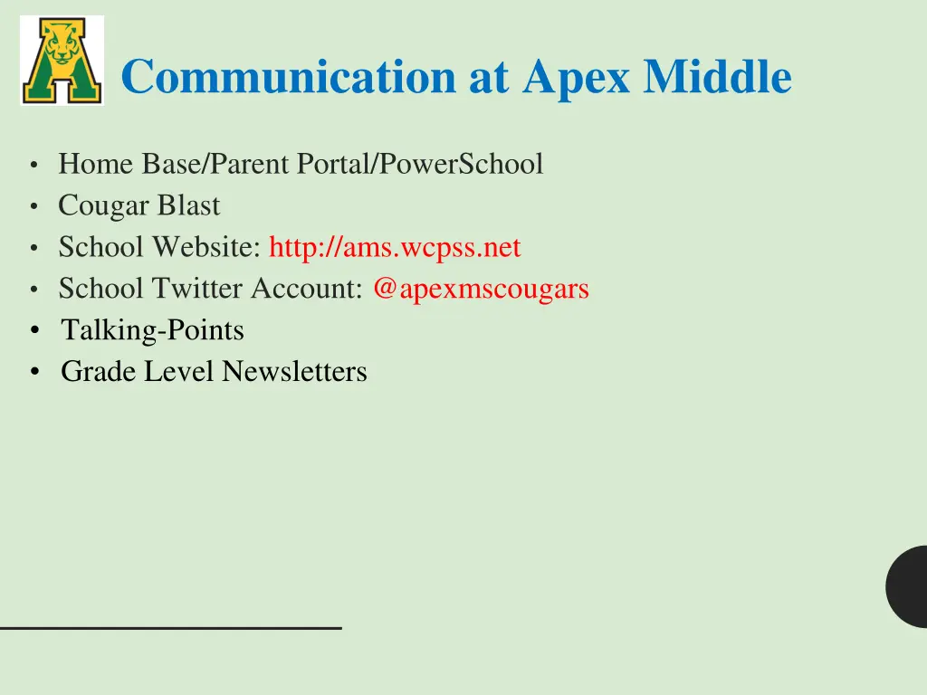 communication at apex middle