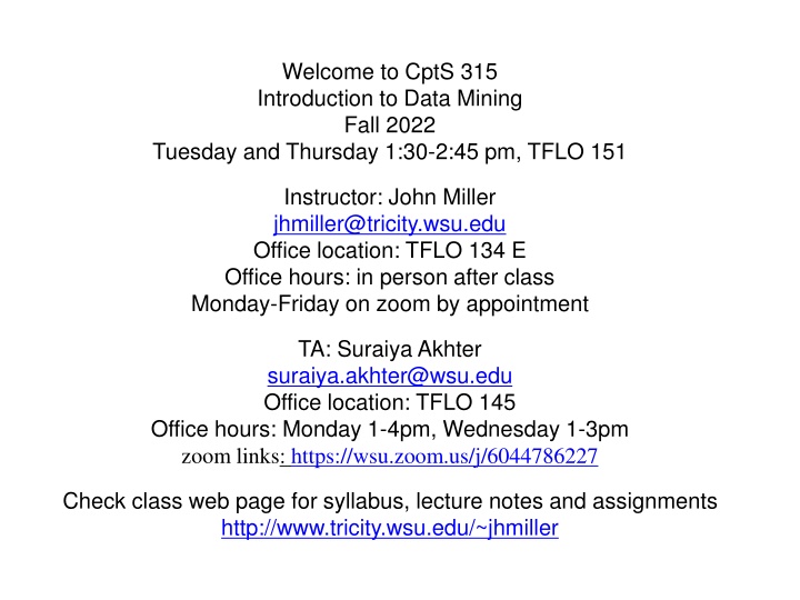 welcome to cpts 315 introduction to data mining