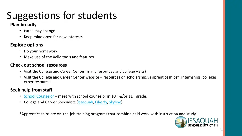 suggestions for students plan broadly paths