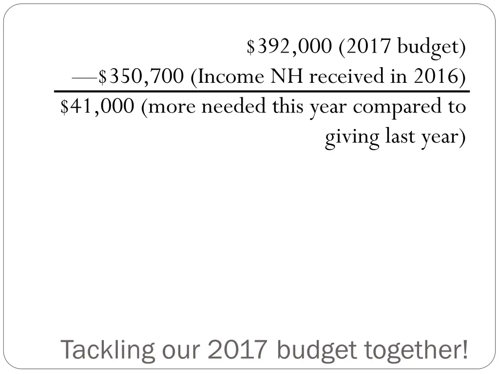 392 000 2017 budget