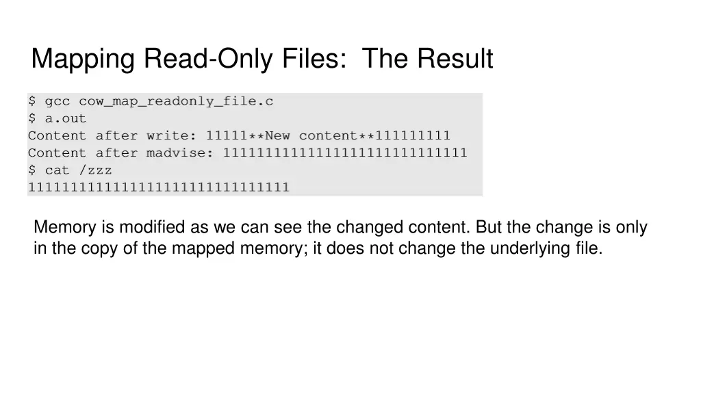 mapping read only files the result