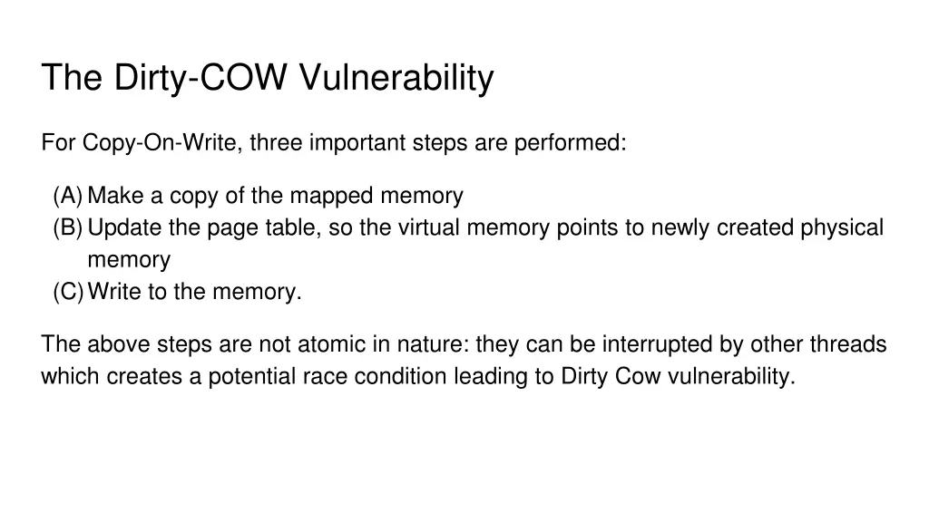 the dirty cow vulnerability