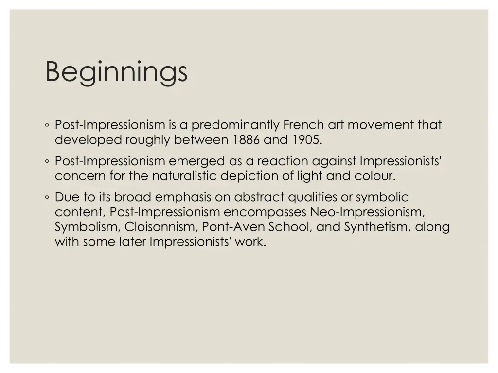 beginnings