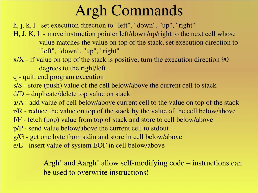argh commands