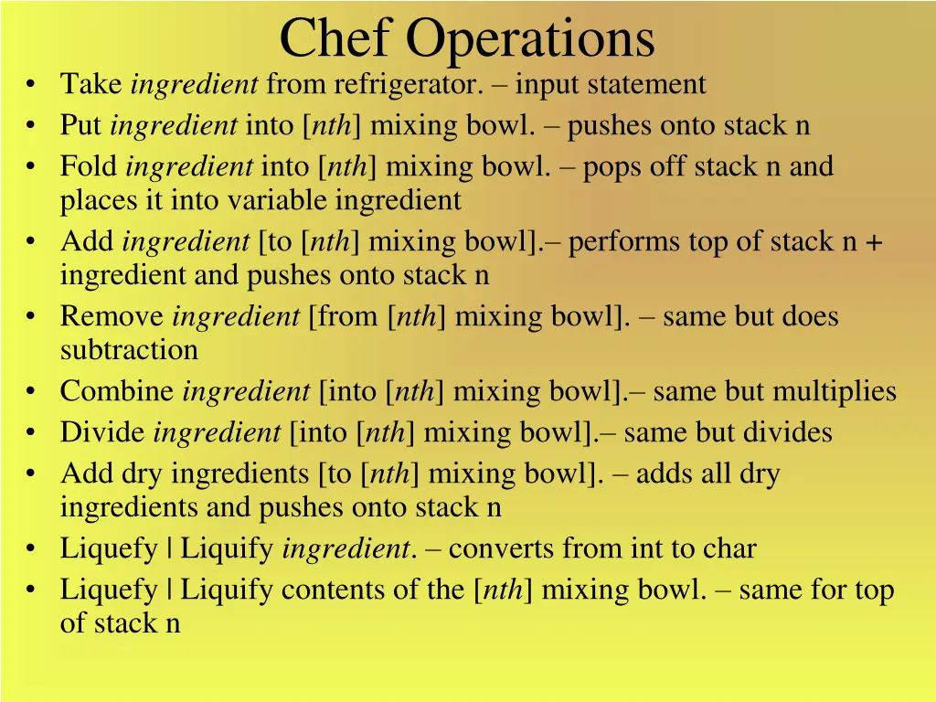 chef operations