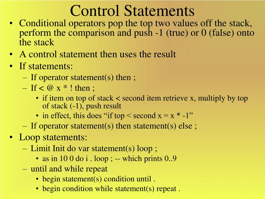 control statements conditional operators