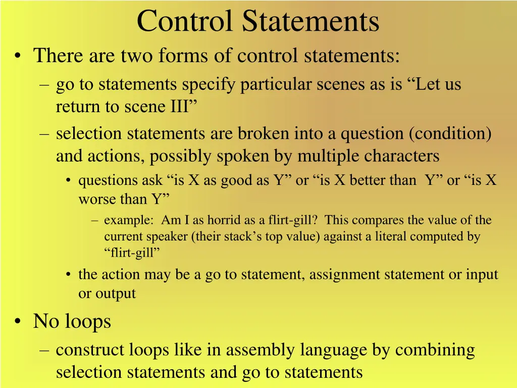 control statements