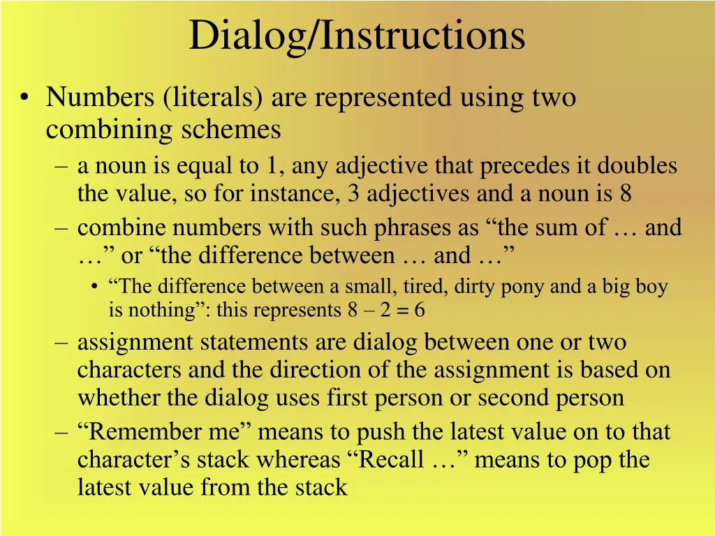 dialog instructions