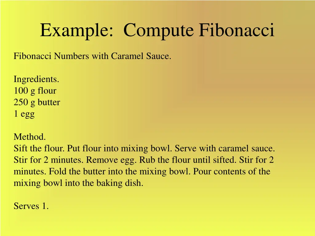 example compute fibonacci