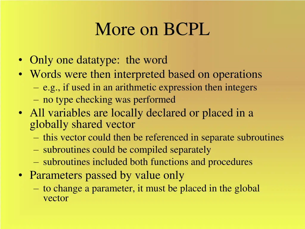 more on bcpl