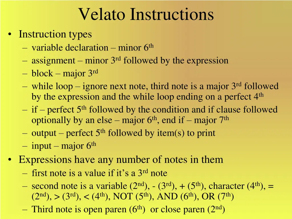 velato instructions
