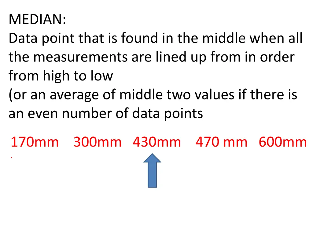 median data point that is found in the middle