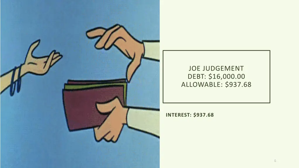 joe judgement debt 16 000 00 allowable 937 68