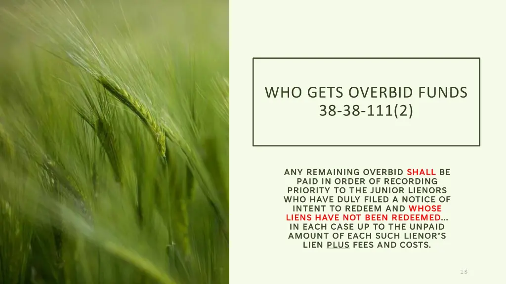 who gets overbid funds 38 38 111 2