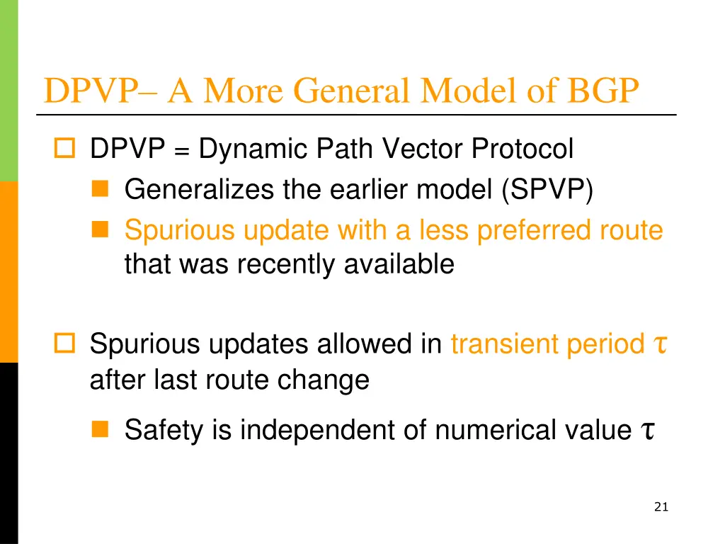 dpvp a more general model of bgp